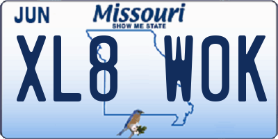 MO license plate XL8W0K