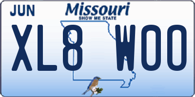 MO license plate XL8W0O