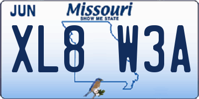MO license plate XL8W3A