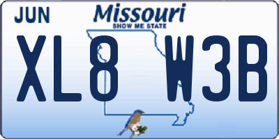 MO license plate XL8W3B