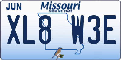 MO license plate XL8W3E