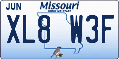 MO license plate XL8W3F