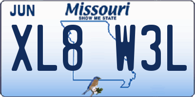MO license plate XL8W3L