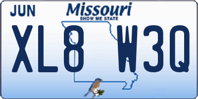 MO license plate XL8W3Q