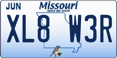 MO license plate XL8W3R