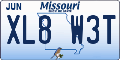 MO license plate XL8W3T