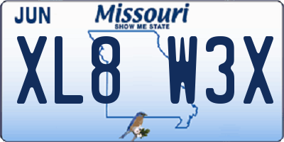 MO license plate XL8W3X