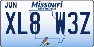 MO license plate XL8W3Z