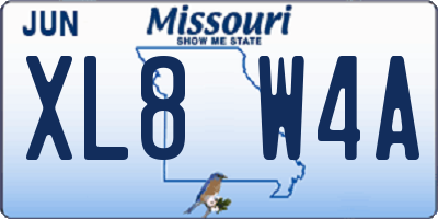 MO license plate XL8W4A