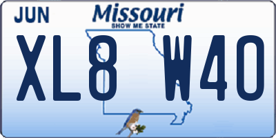 MO license plate XL8W4O