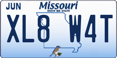 MO license plate XL8W4T