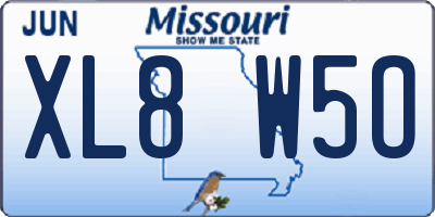 MO license plate XL8W5O