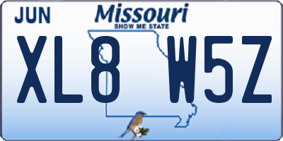 MO license plate XL8W5Z