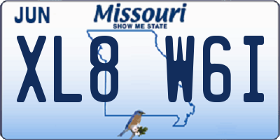 MO license plate XL8W6I