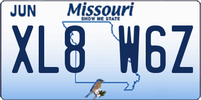 MO license plate XL8W6Z