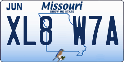 MO license plate XL8W7A