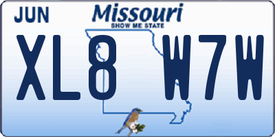 MO license plate XL8W7W