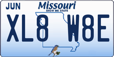 MO license plate XL8W8E