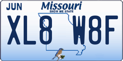 MO license plate XL8W8F