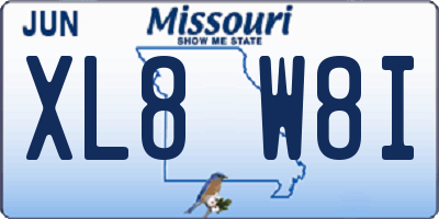 MO license plate XL8W8I