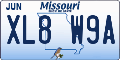 MO license plate XL8W9A