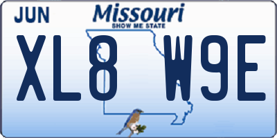 MO license plate XL8W9E