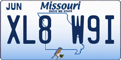 MO license plate XL8W9I