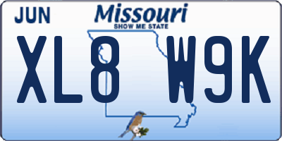 MO license plate XL8W9K