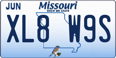 MO license plate XL8W9S