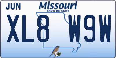 MO license plate XL8W9W