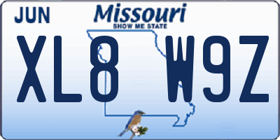 MO license plate XL8W9Z