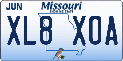 MO license plate XL8X0A
