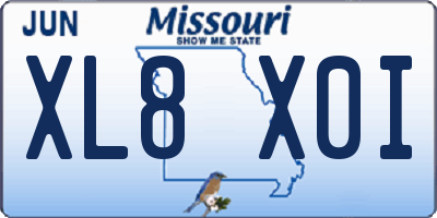 MO license plate XL8X0I