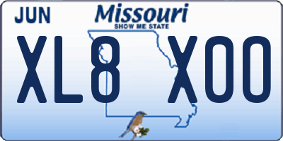 MO license plate XL8X0O