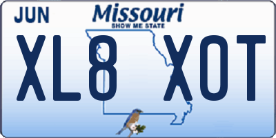 MO license plate XL8X0T