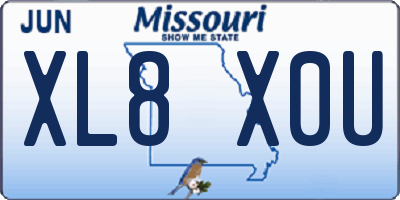 MO license plate XL8X0U