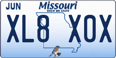 MO license plate XL8X0X