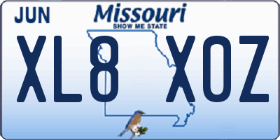 MO license plate XL8X0Z
