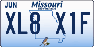 MO license plate XL8X1F
