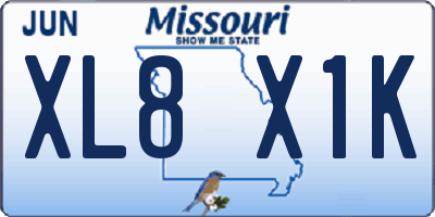 MO license plate XL8X1K