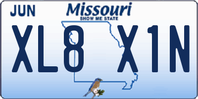 MO license plate XL8X1N