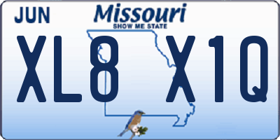 MO license plate XL8X1Q