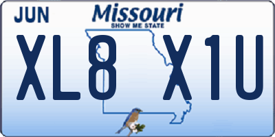 MO license plate XL8X1U