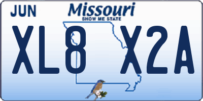 MO license plate XL8X2A