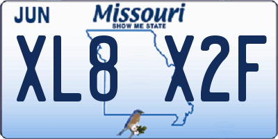 MO license plate XL8X2F