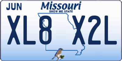 MO license plate XL8X2L