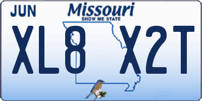 MO license plate XL8X2T