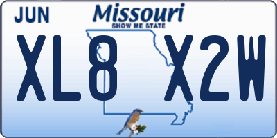 MO license plate XL8X2W