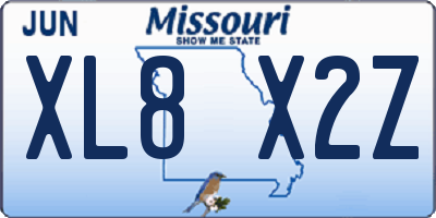 MO license plate XL8X2Z