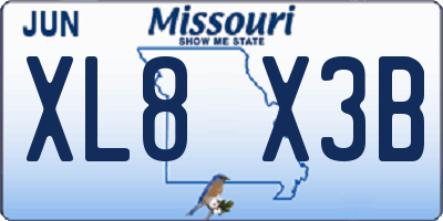MO license plate XL8X3B